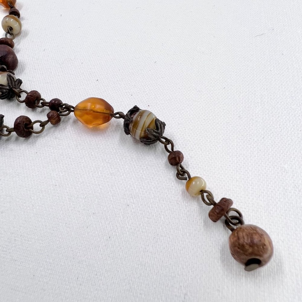 NWOT - NY & CO - Brown, Orange & Cream Beaded BOHO Style “Y” 16” Necklace - Picture 6 of 8